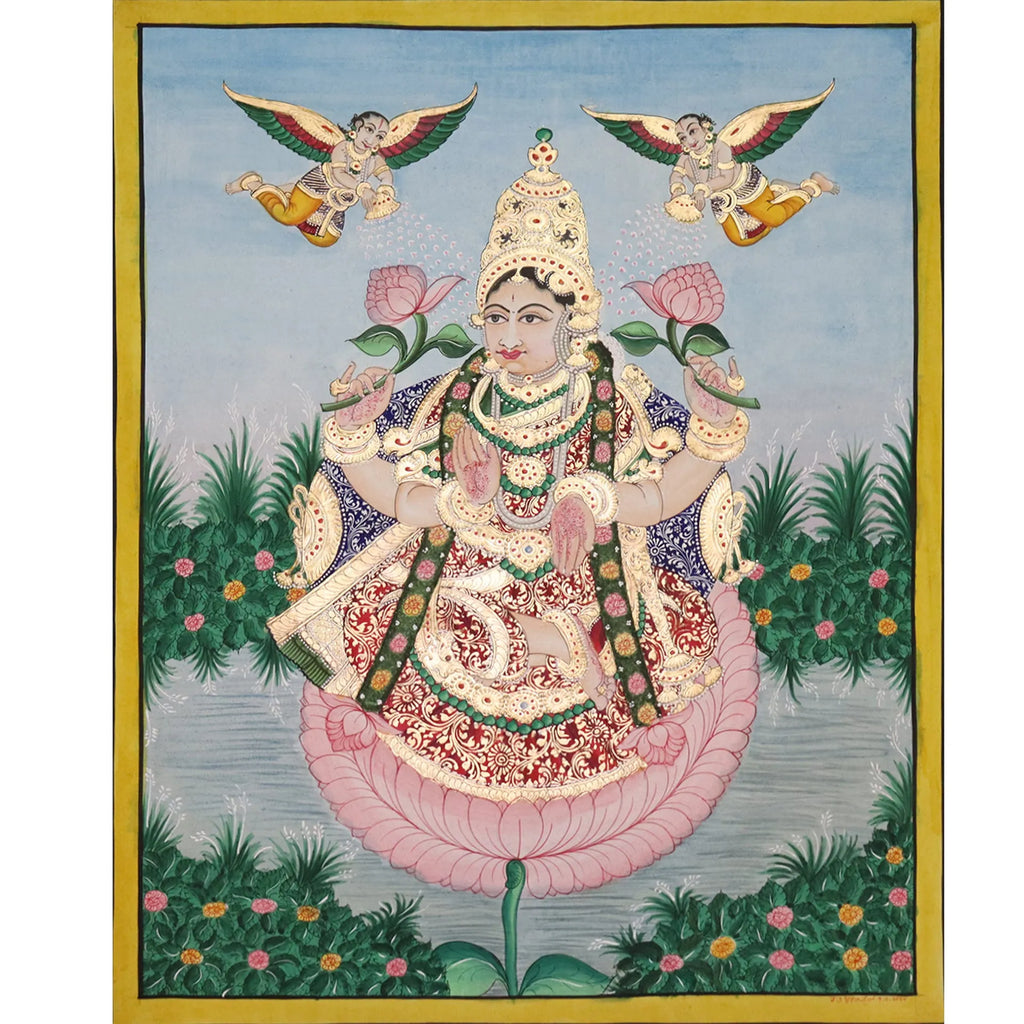 Mysore Painting - MahaLaxmi with gesso