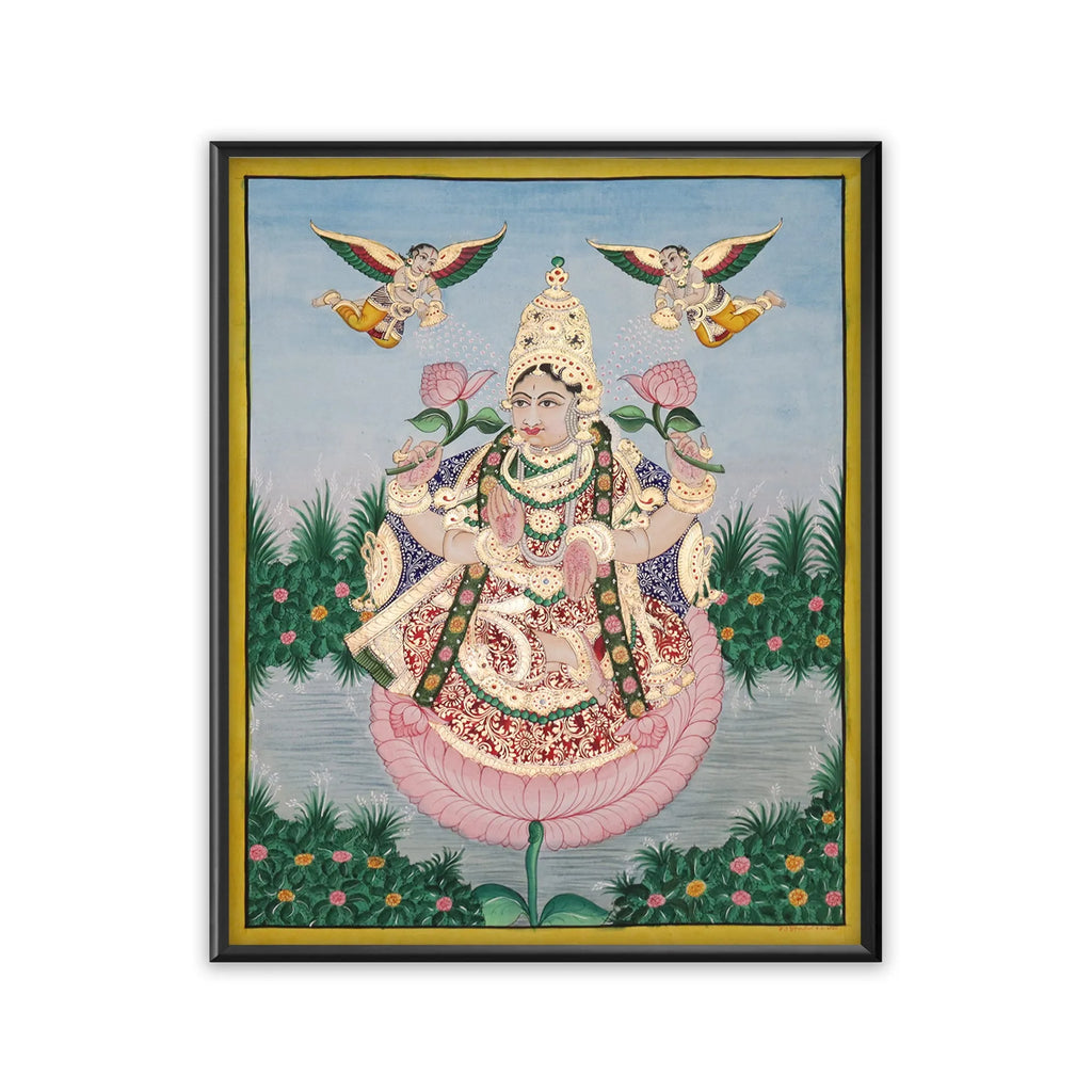 Mysore Painting - MahaLaxmi with gesso