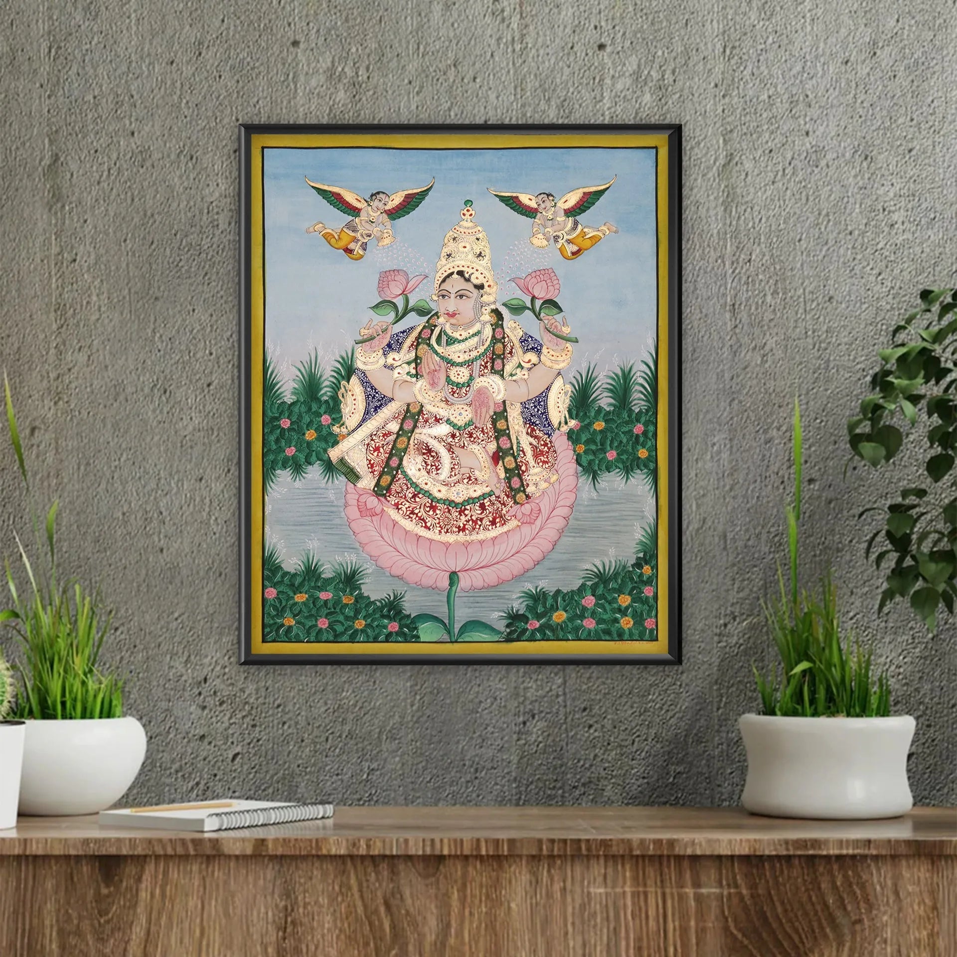 Mysore Painting - MahaLaxmi with gesso