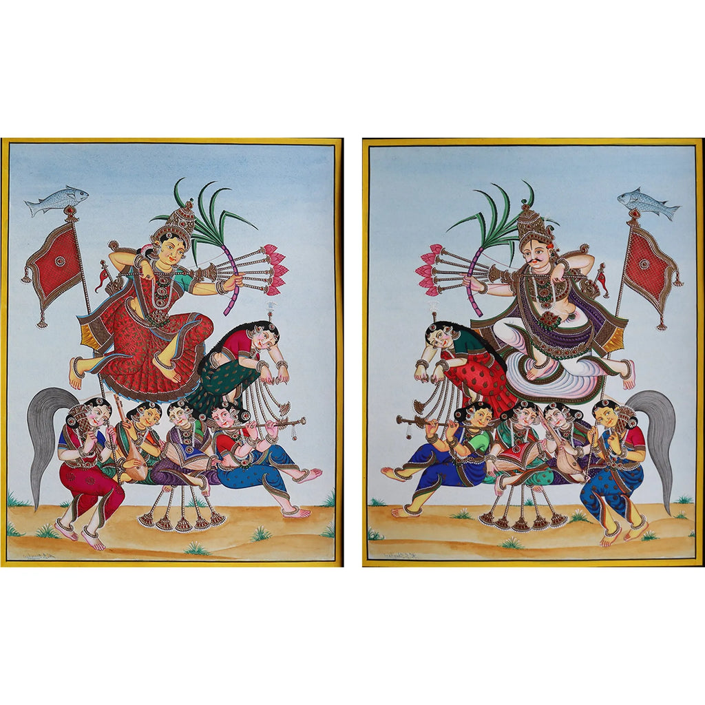Mysore Painting - Rati sold as a set of Rati Manmada