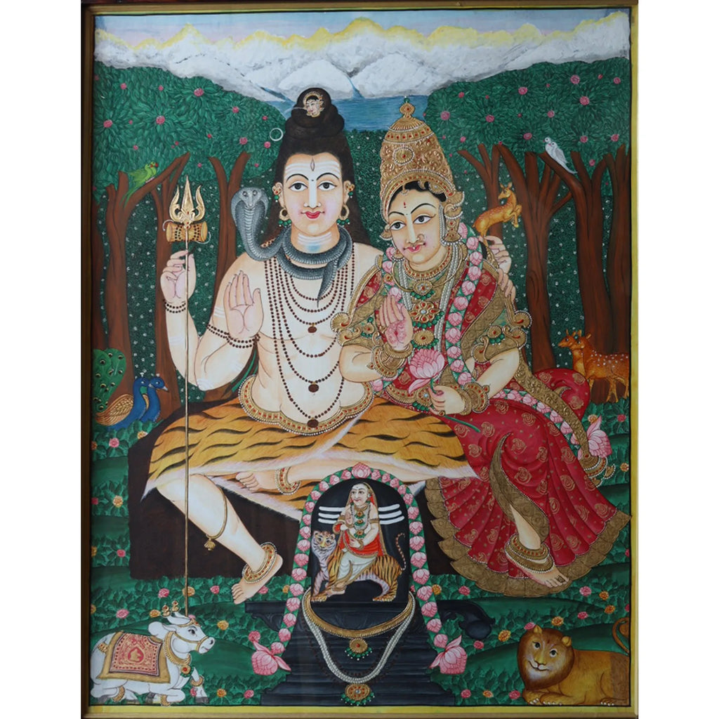 Mysore Painting - Shiv Parvati and Madeshwara