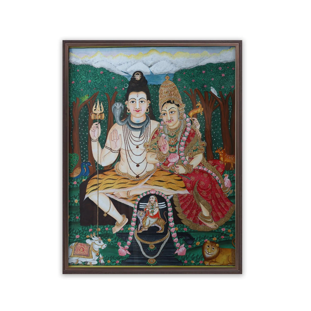 Mysore Painting - Shiv Parvati and Madeshwara