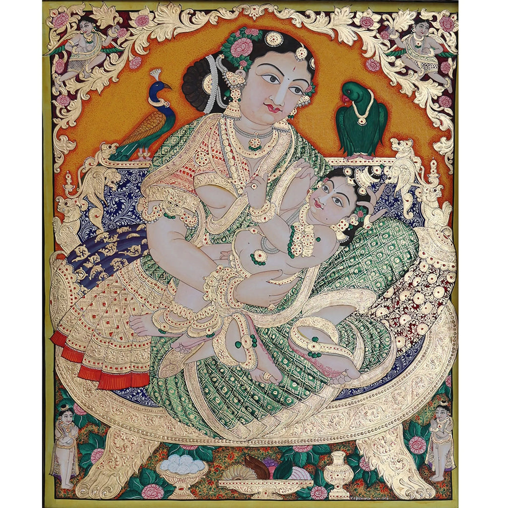 Mysore Painting - Yashoda with baby krishna