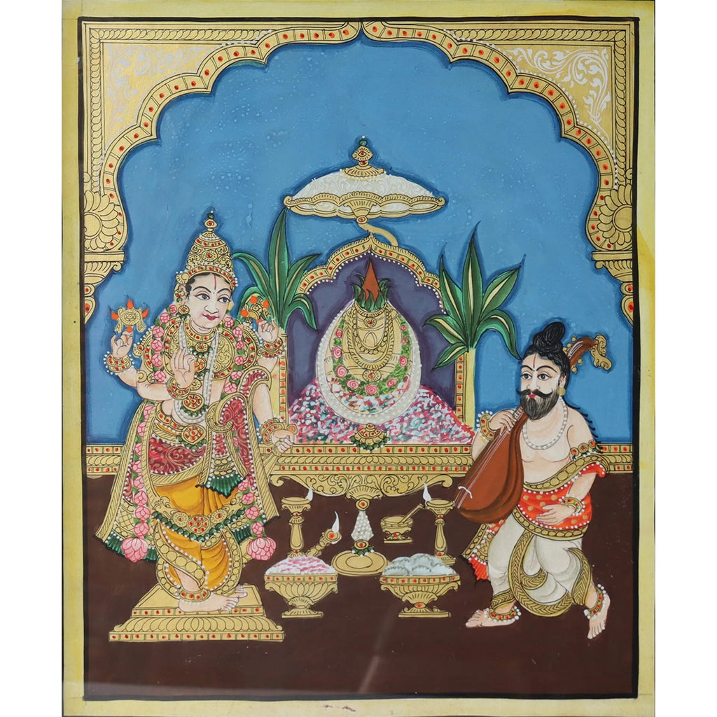 Mysore Painting - Satyanarayan Ji ki katha - Vishnu ji telling Narad ji about the story