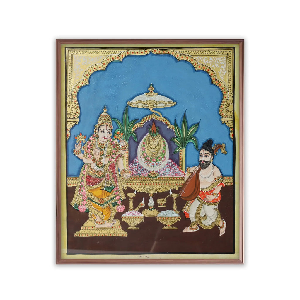 Mysore Painting - Satyanarayan Ji ki katha - Vishnu ji telling Narad ji about the story