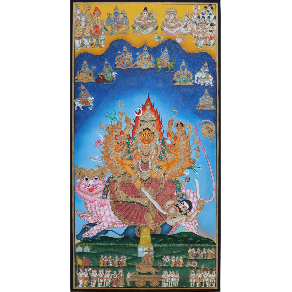 Mahisasur Mardini on Chamundi Hill with Nau Durga and all gods, Mysore dassara procession