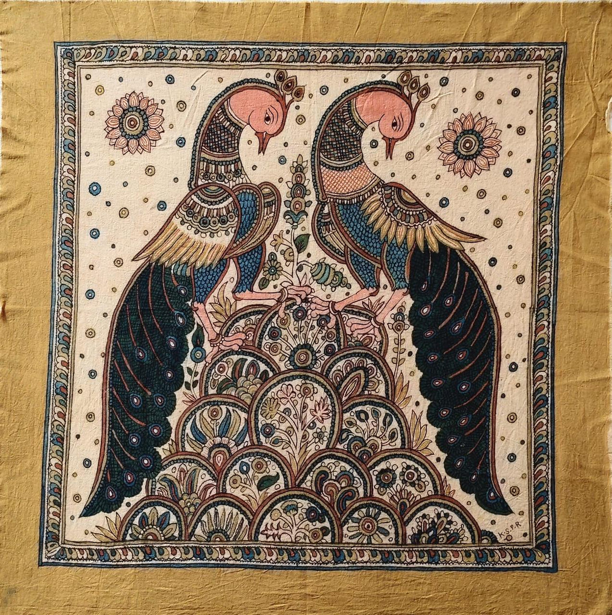 Kalamkari - Peacocks in Kalamkari