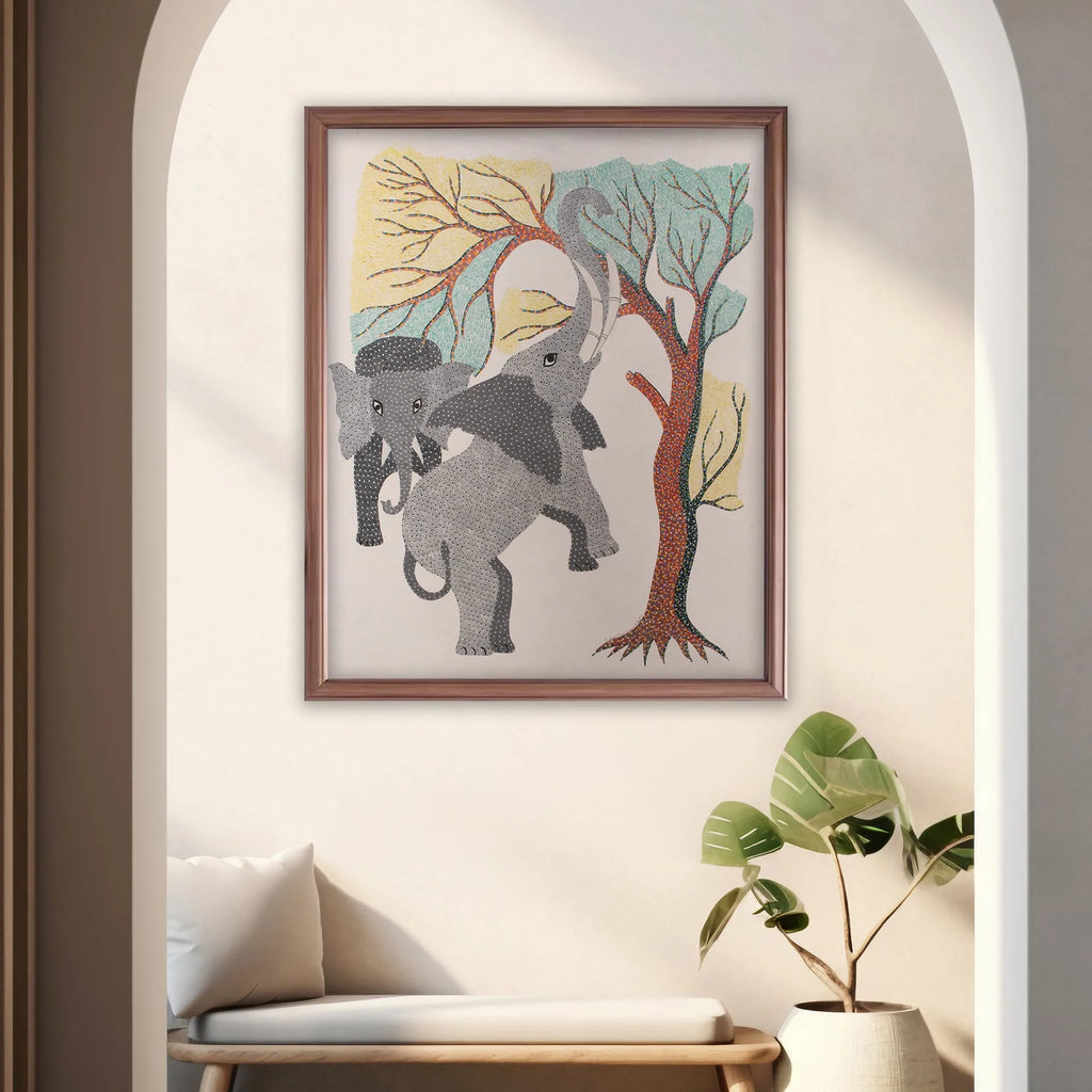 Gond - Mother elephant and baby