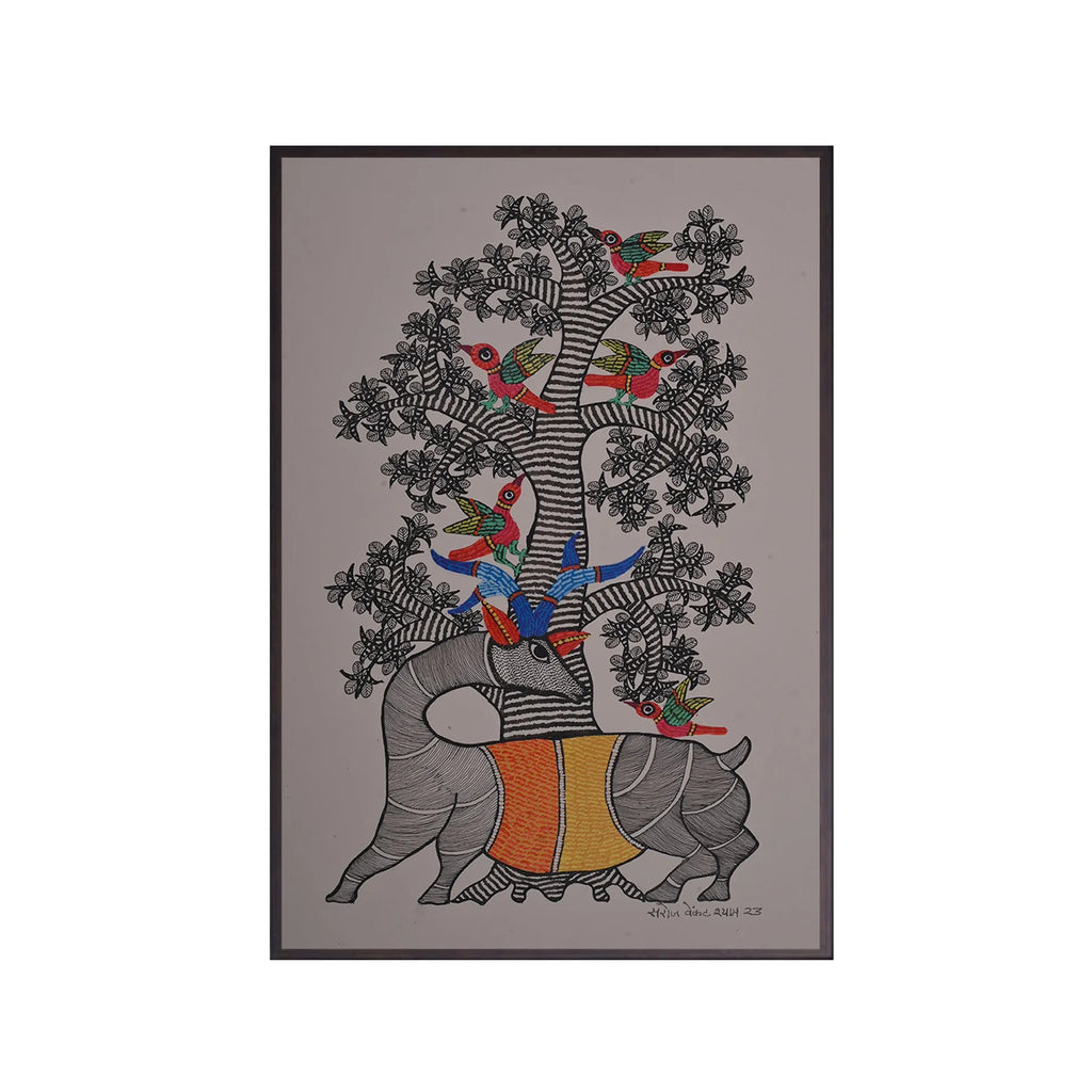 Gond - Animals under Tree of life