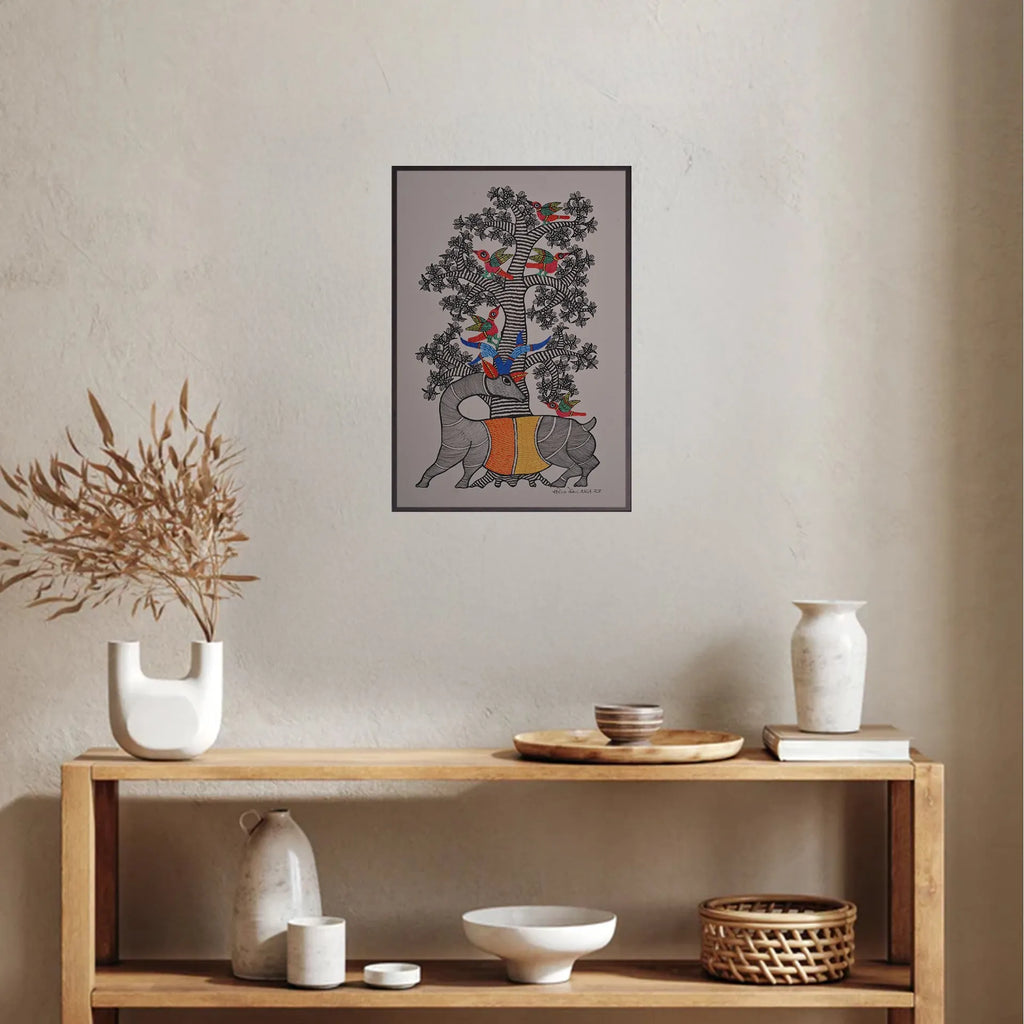Gond - Animals under Tree of life