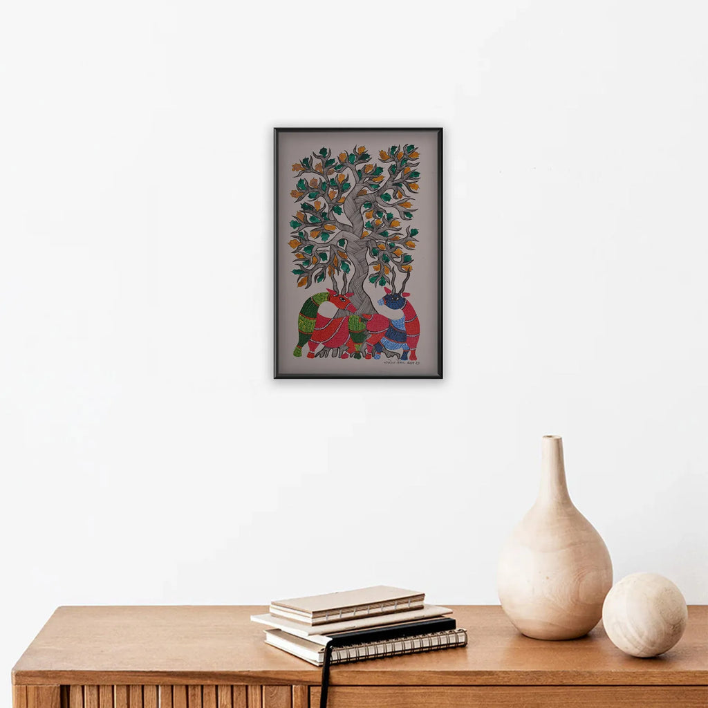 Gond - Animals under Tree of life