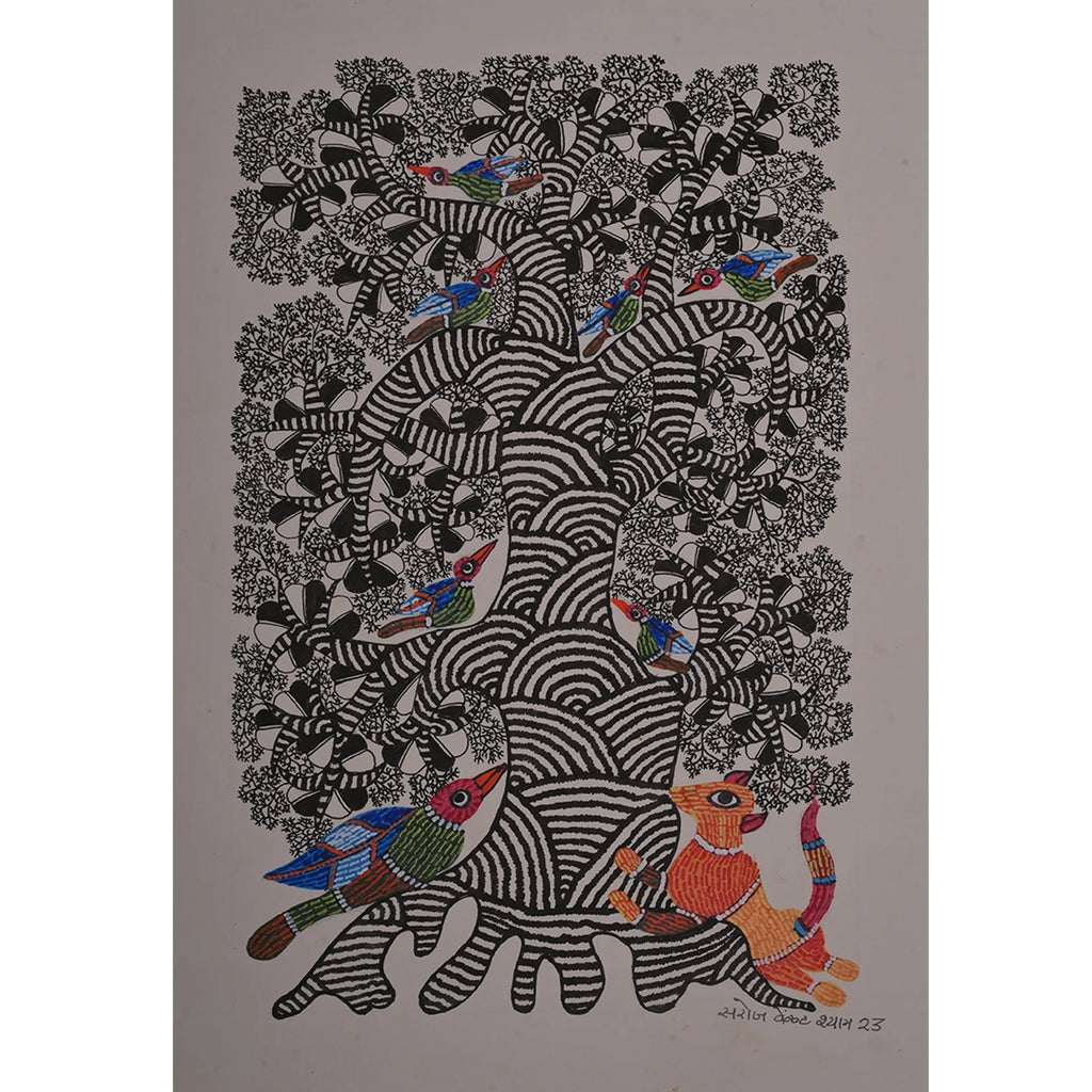 Gond - Animals under Tree of life