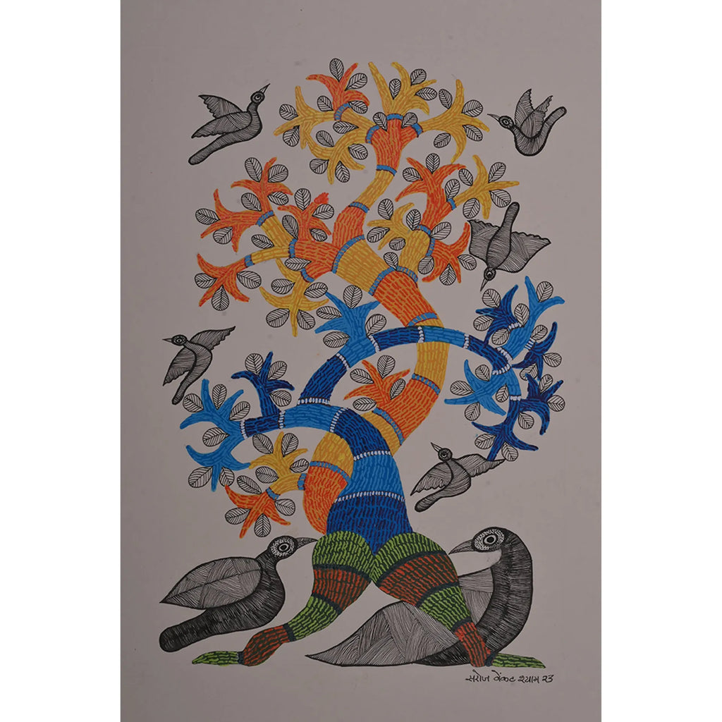 Gond - Animals under Tree of life