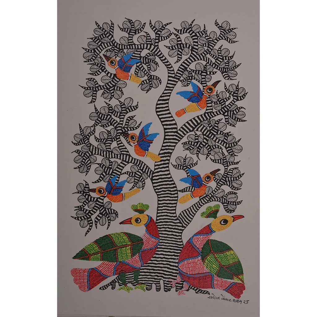 Gond - Birds under Tree of life