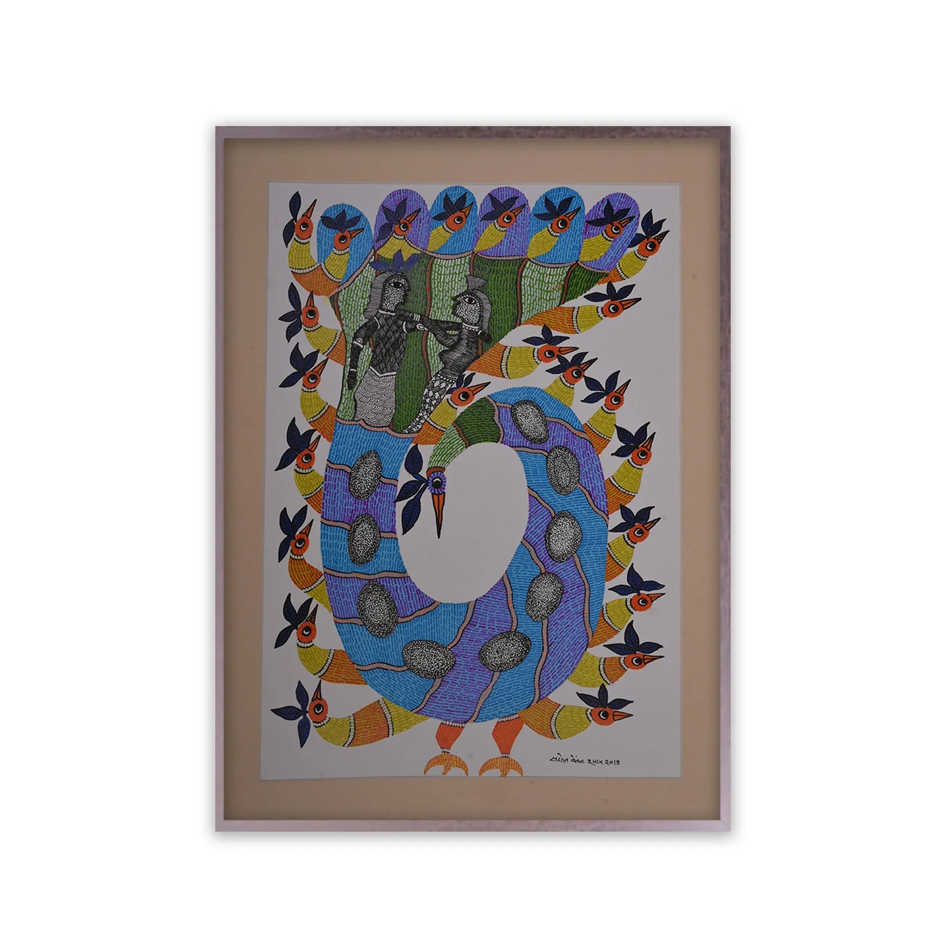 Gond - Peacock- Radha Krishna Dancing