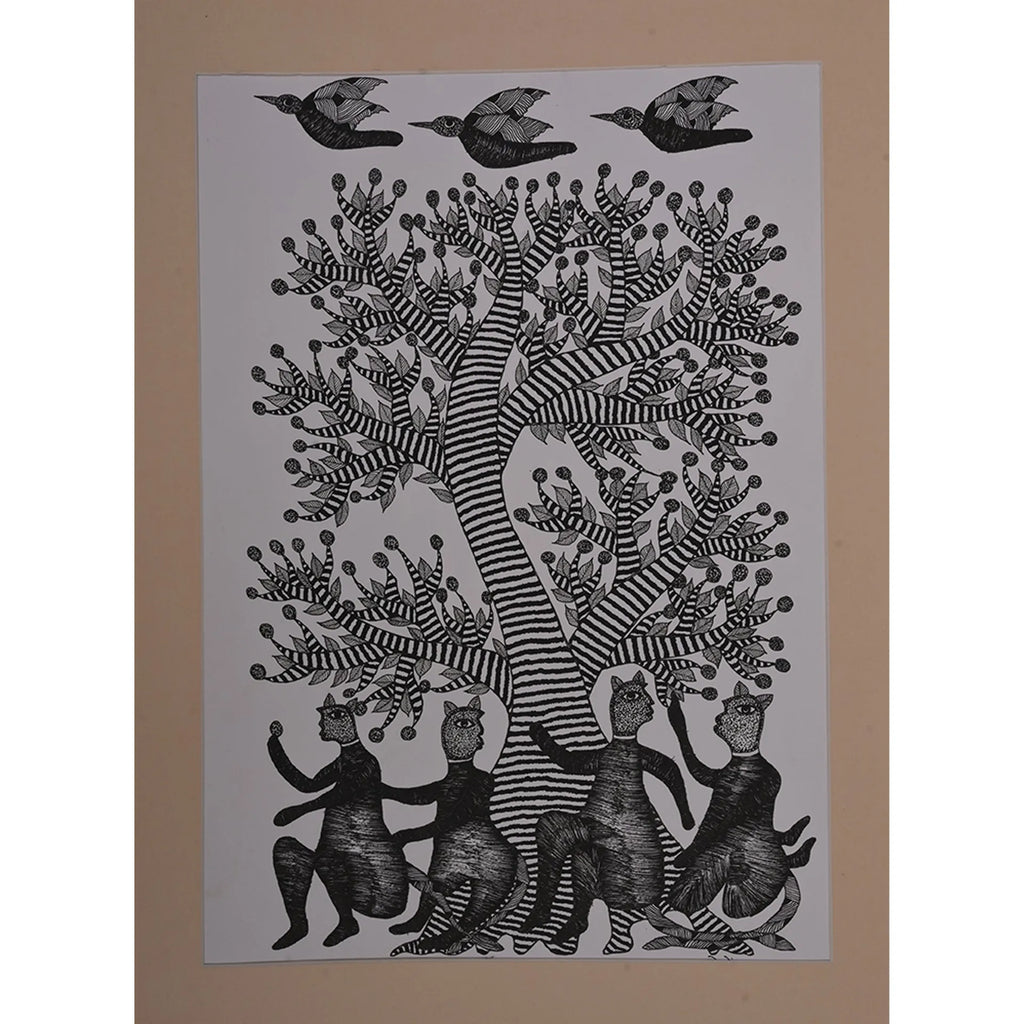 Gond - Monkey Distributing Laddoo