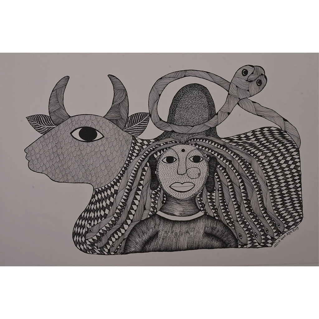 Gond - Shiv, Shakti and Nandi