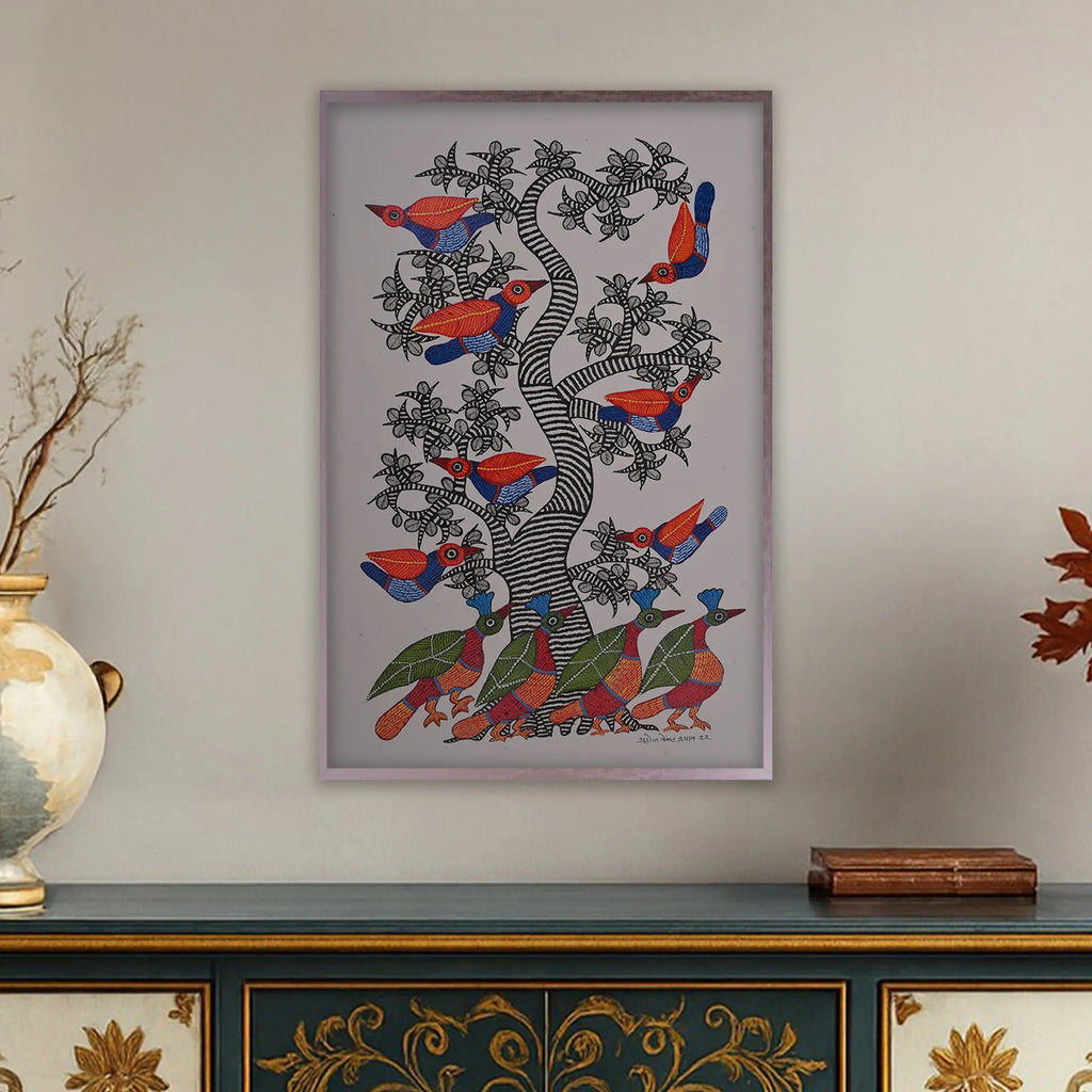 Gond - Birds Under the Forest Tree