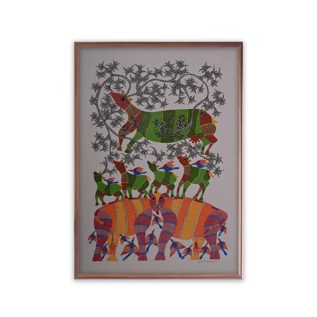 Gond - Family Under the Forest Canopy