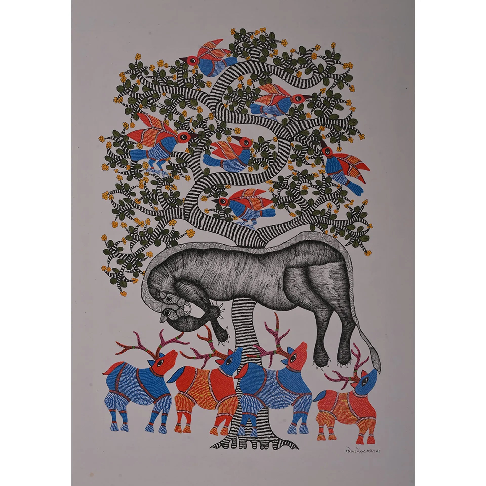 Gond - Buffalo Under the Tree
