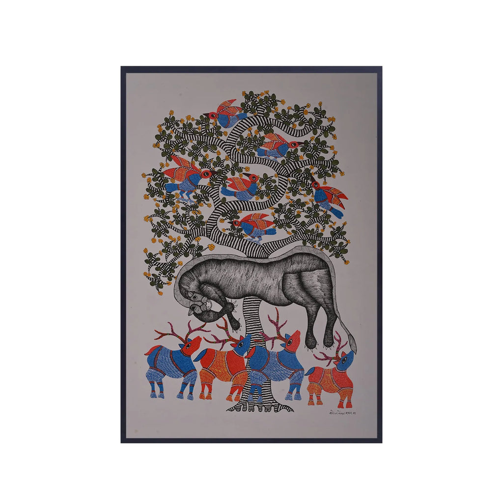 Gond - Buffalo Under the Tree
