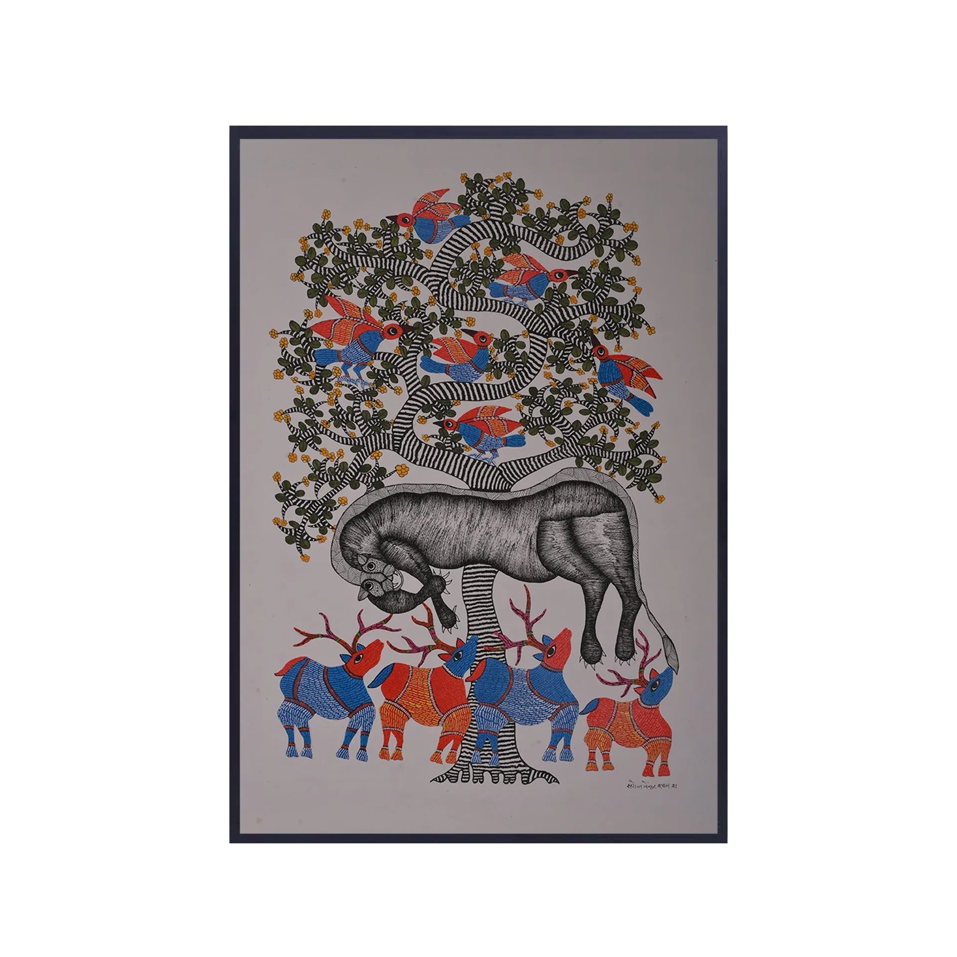 Gond - Buffalo Under the Tree