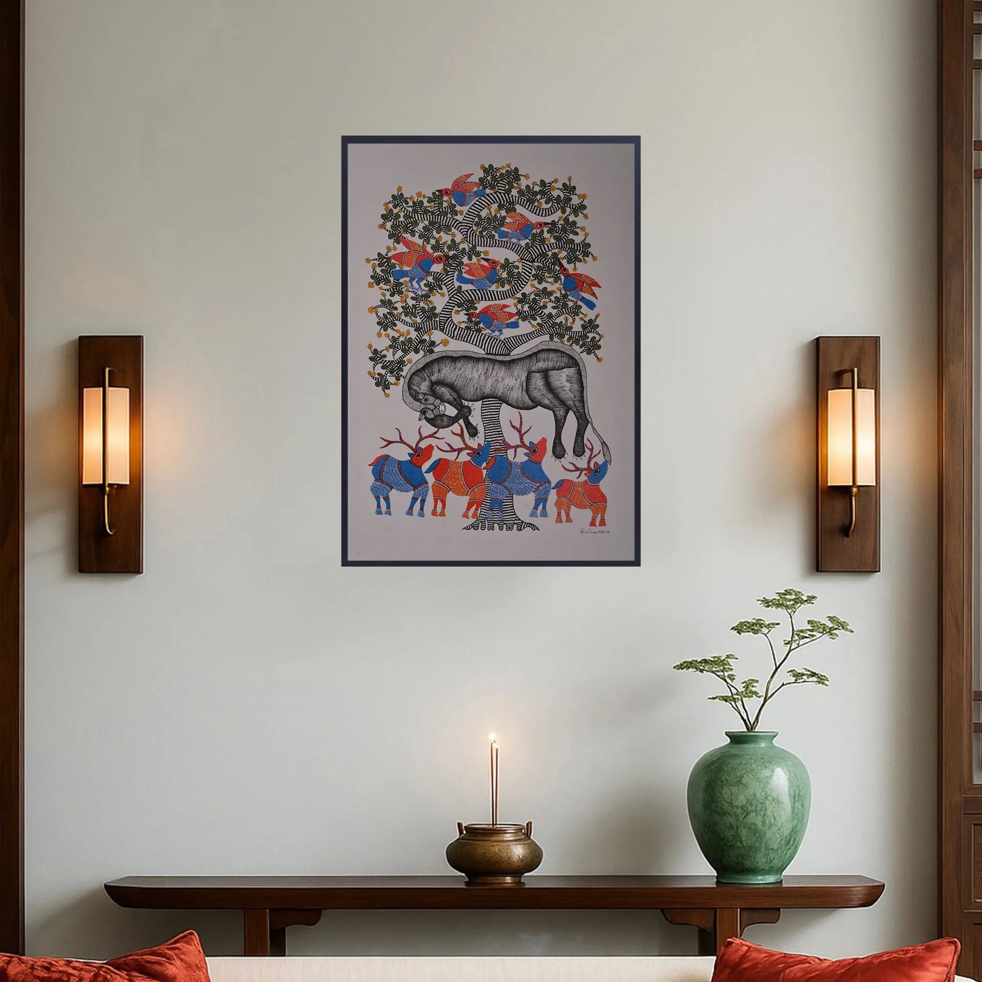 Gond - Buffalo Under the Tree