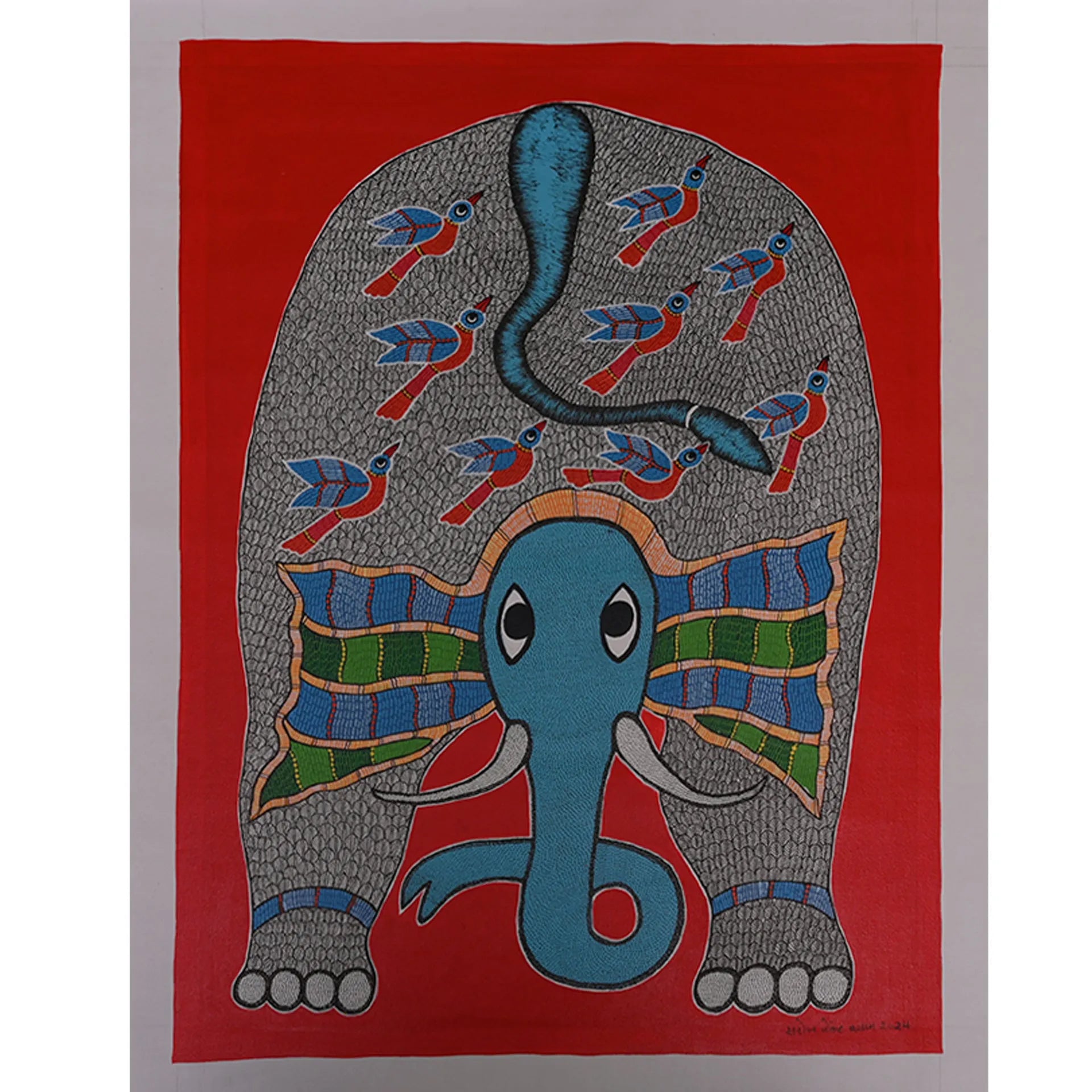 Gond - Elephant with Birds