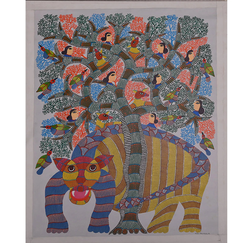 Gond - 9 Godess with a Lion