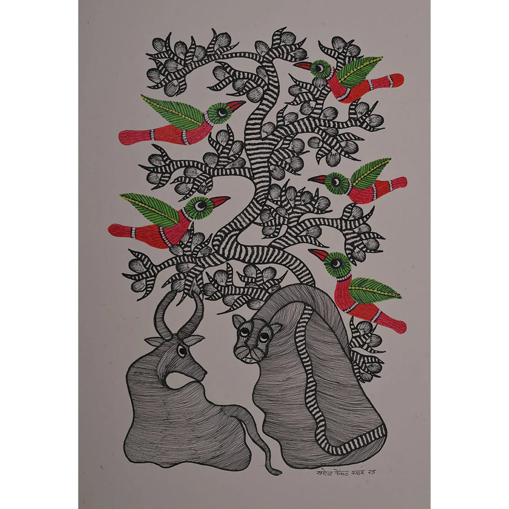 Gond - Shiv Shakti Vahan- Nandi and Lion