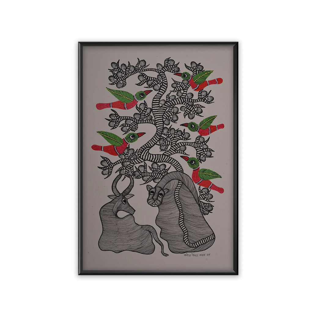 Gond - Shiv Shakti Vahan- Nandi and Lion