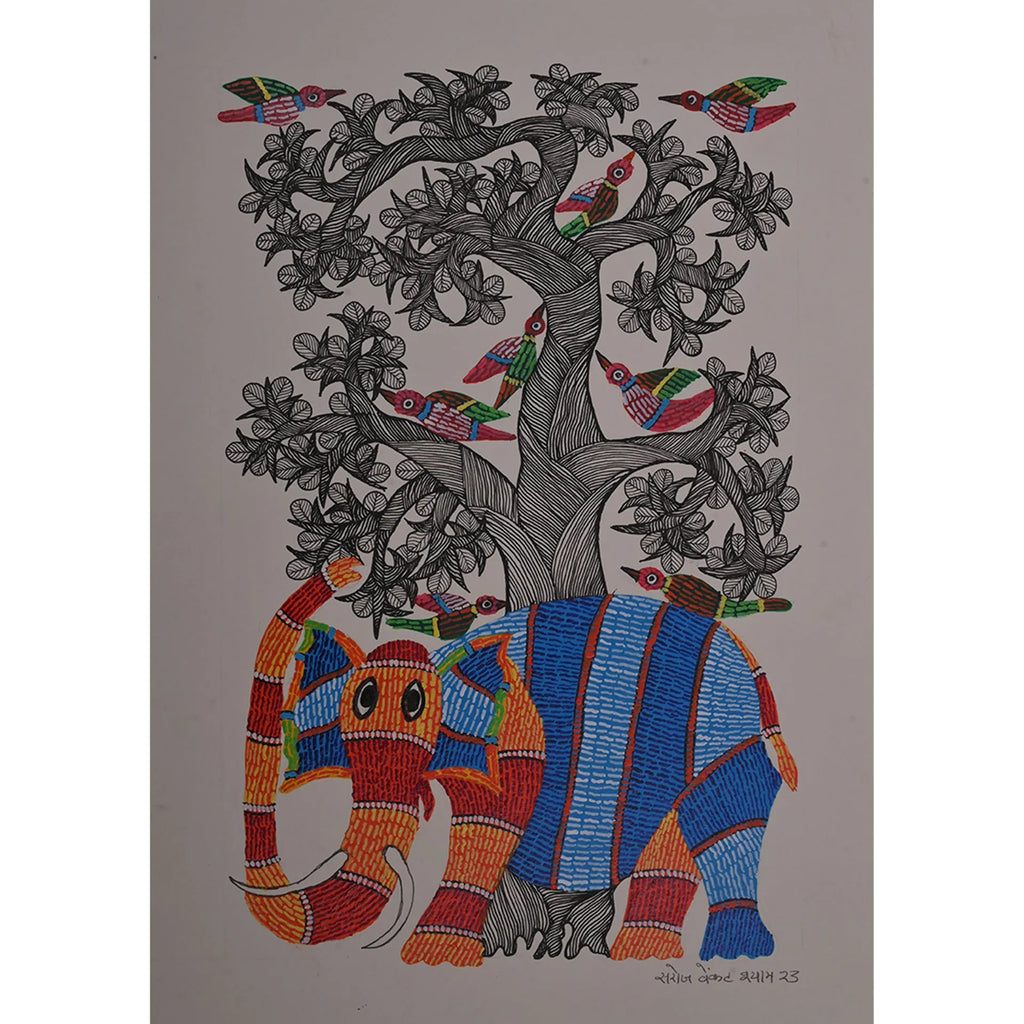Gond - Elephant Under the Tree
