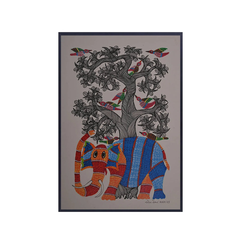 Gond - Elephant Under the Tree