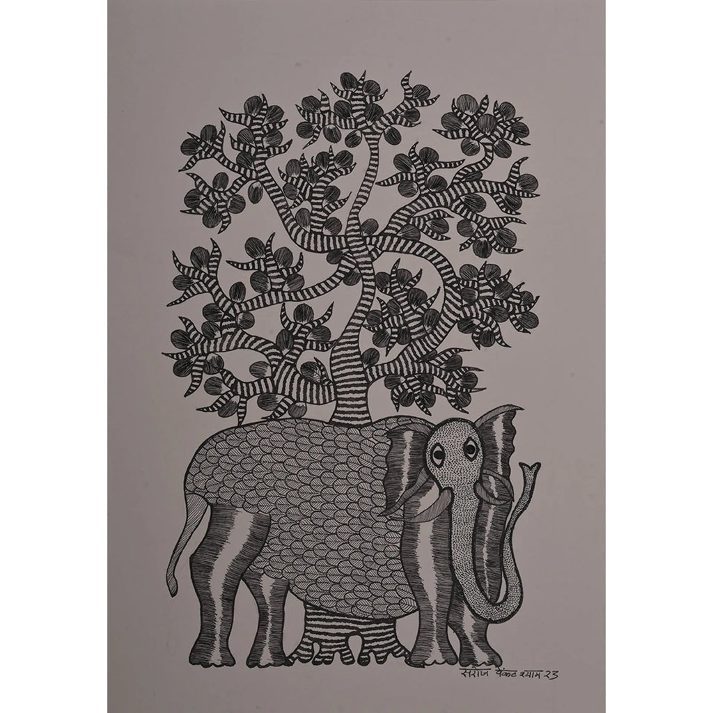 Gond - Elephant Beneath the Sacred Tree