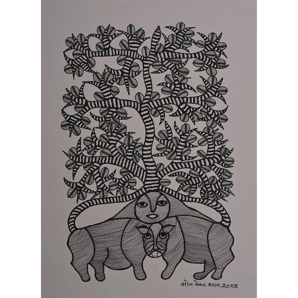 Gond - Tiger and Godess Shakti