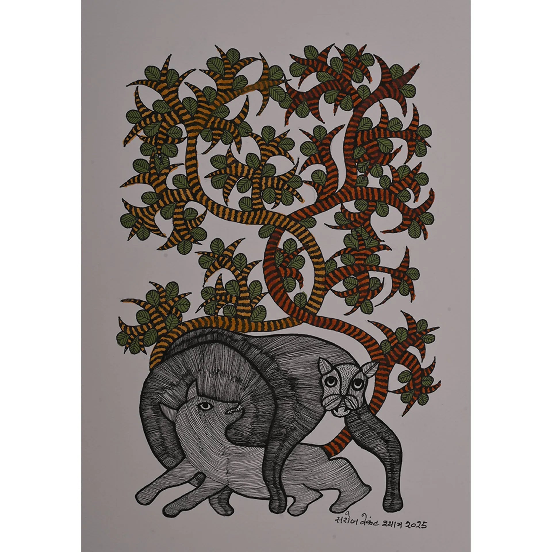 Gond - Lion and the Fox