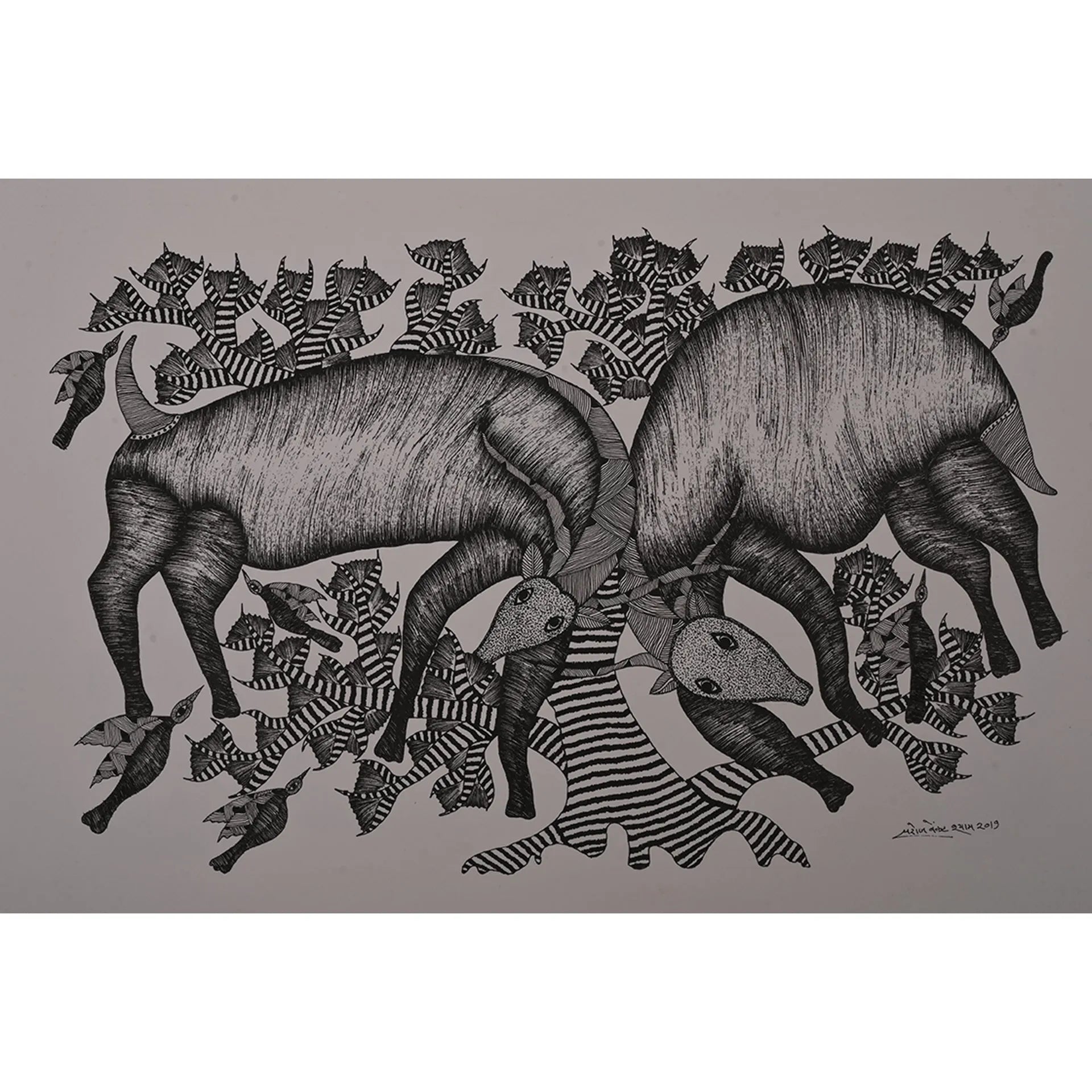 Gond - Deer - fighting