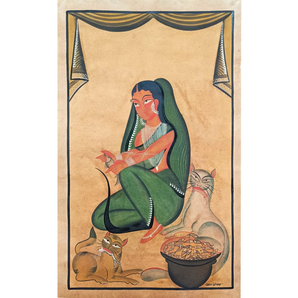 Kalighat - Biwi chopping the fish