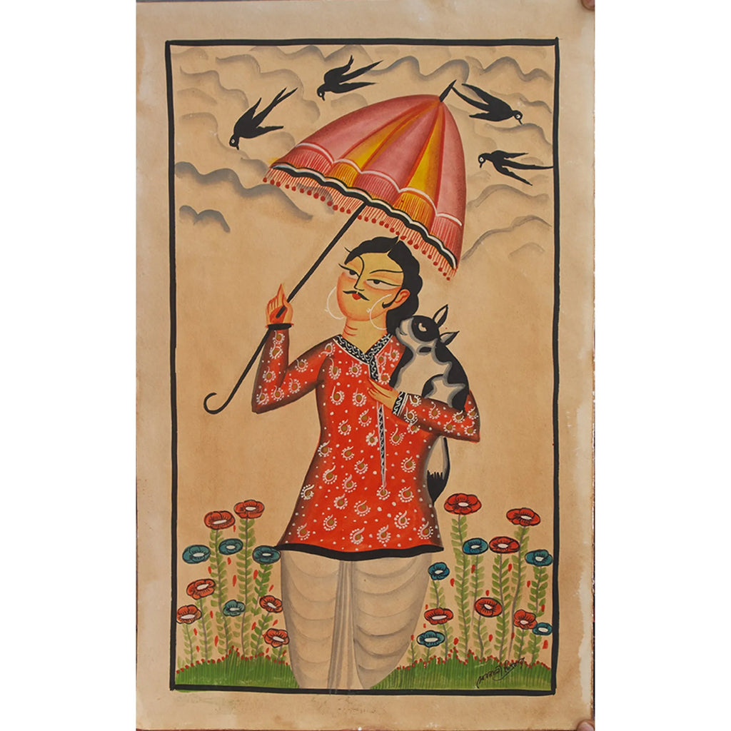Kalighat - Babu with umbrella
