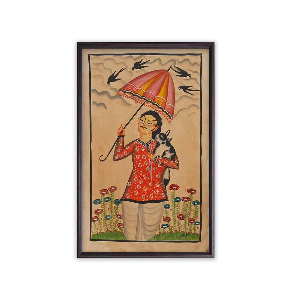 Kalighat - Babu with umbrella