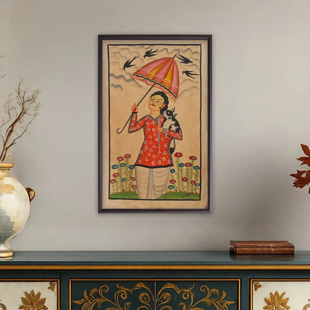 Kalighat - Babu with umbrella