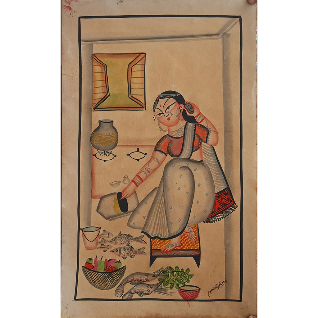 Kalighat - Bibi cleaning fish