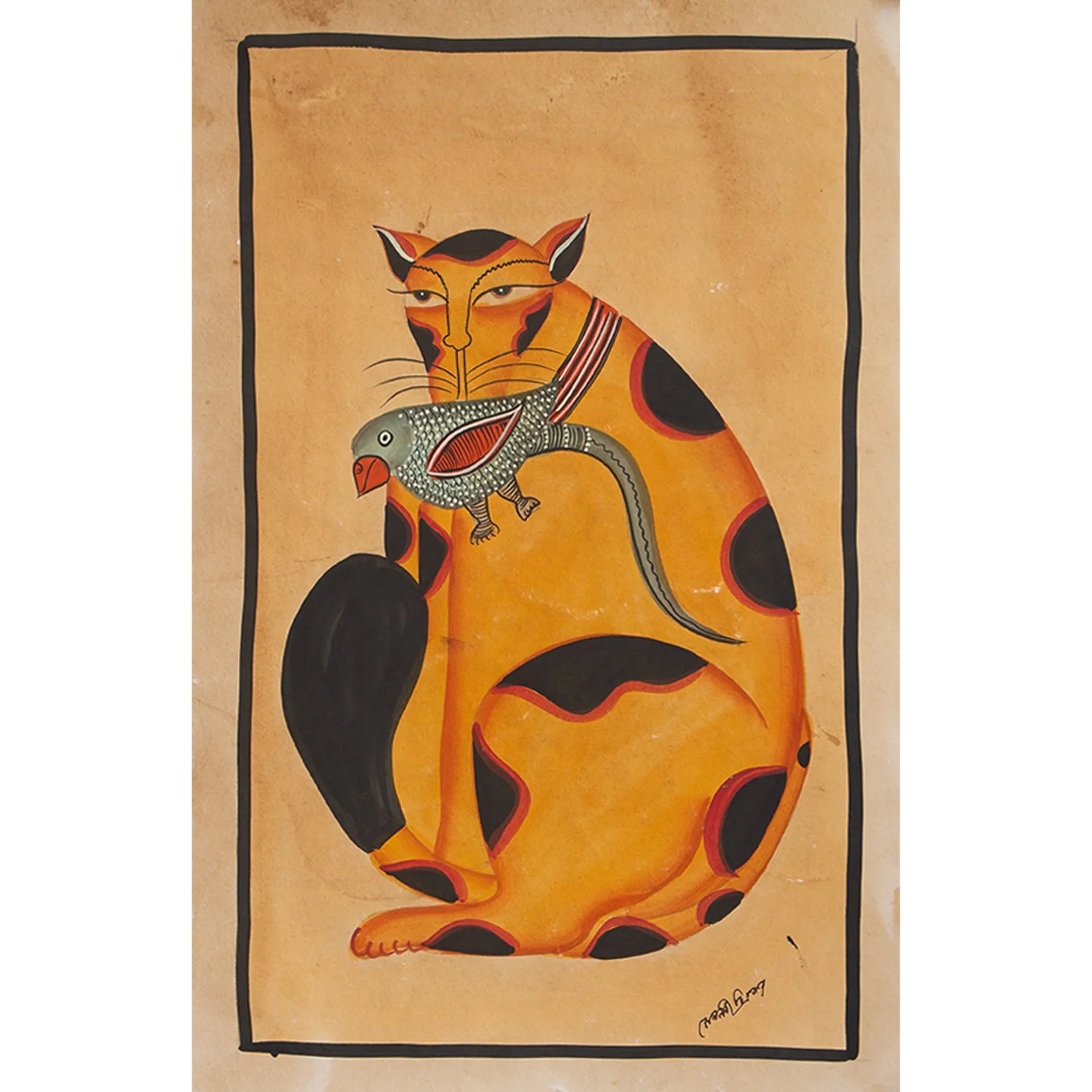 Kalighat - Cat Eating Bird