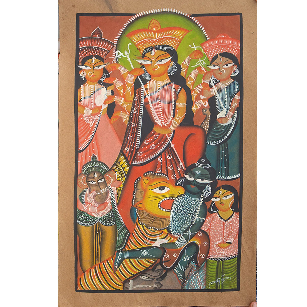 Kalighat - Mahisasur Mardini with Laxmi, Saraswati, Kartik and Ganesh