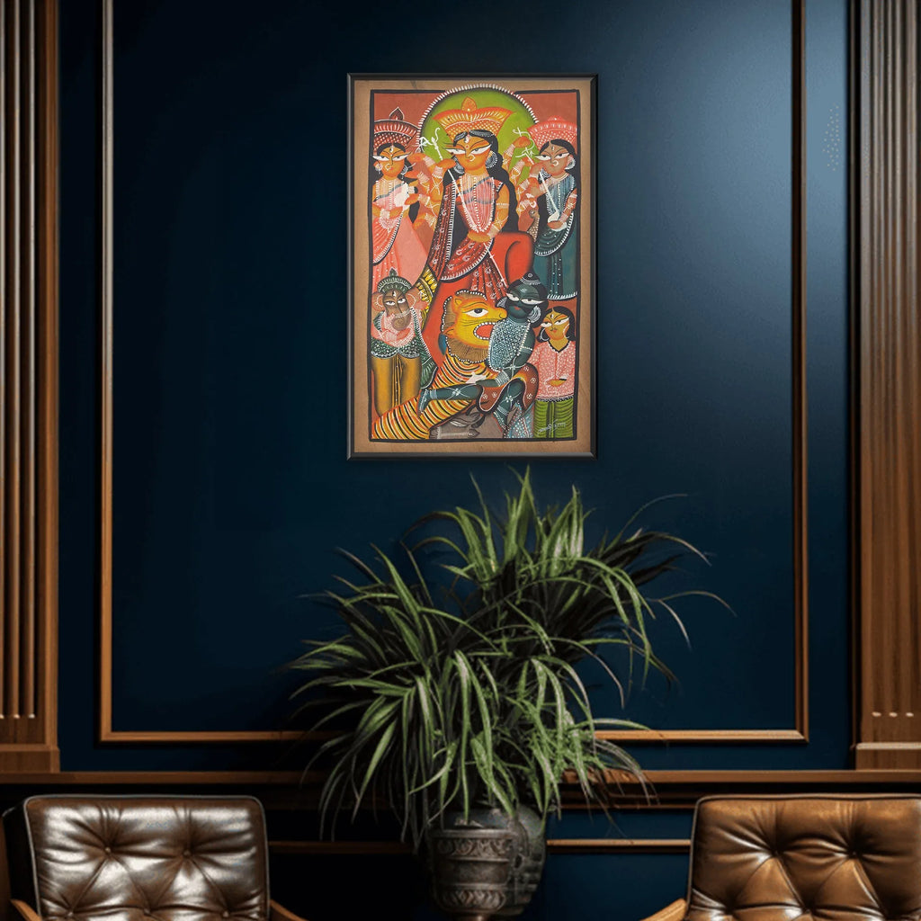 Kalighat - Mahisasur Mardini with Laxmi, Saraswati, Kartik and Ganesh