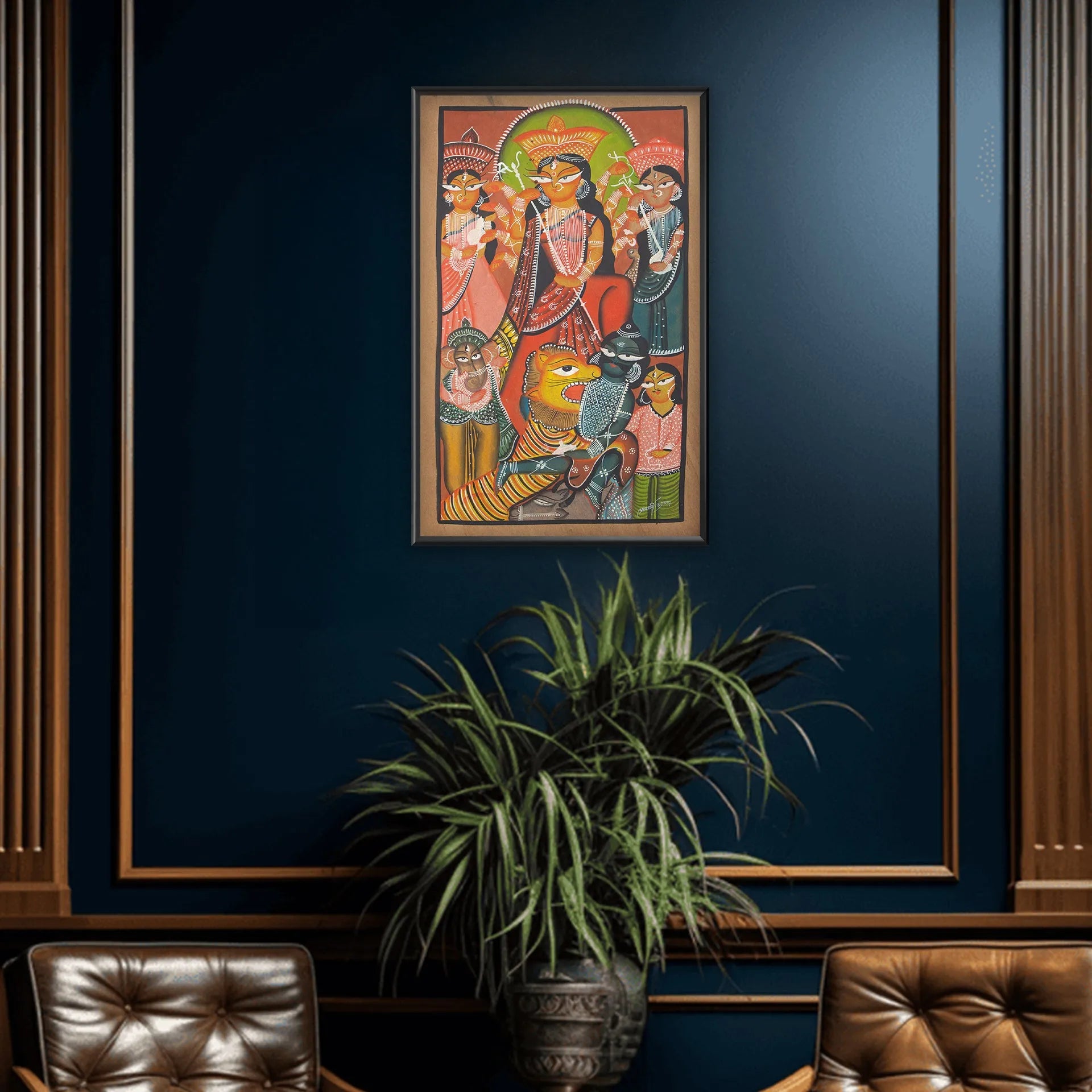 Kalighat - Mahisasur Mardini with Laxmi, Saraswati, Kartik and Ganesh