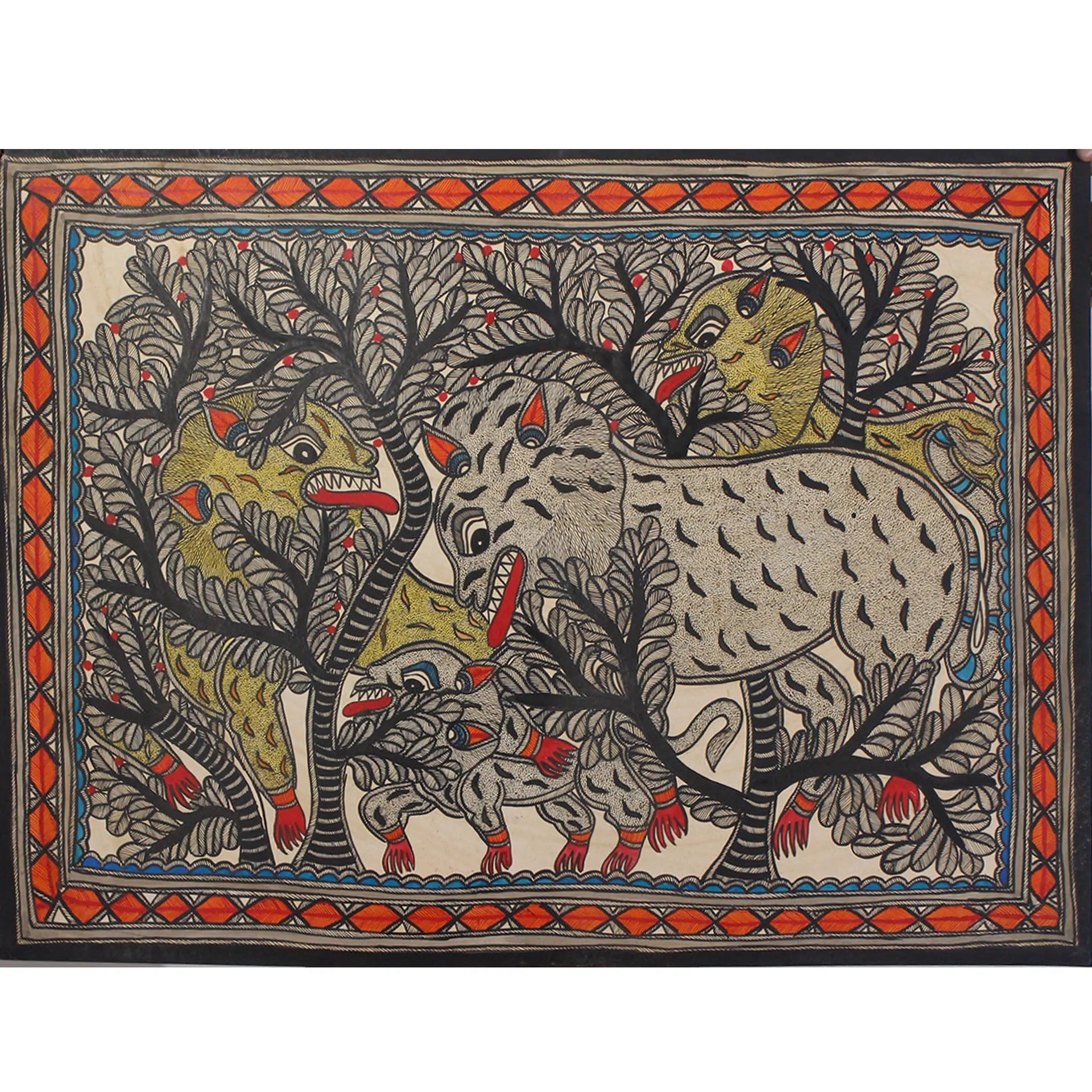 Madhubani - Lion in Jungle
