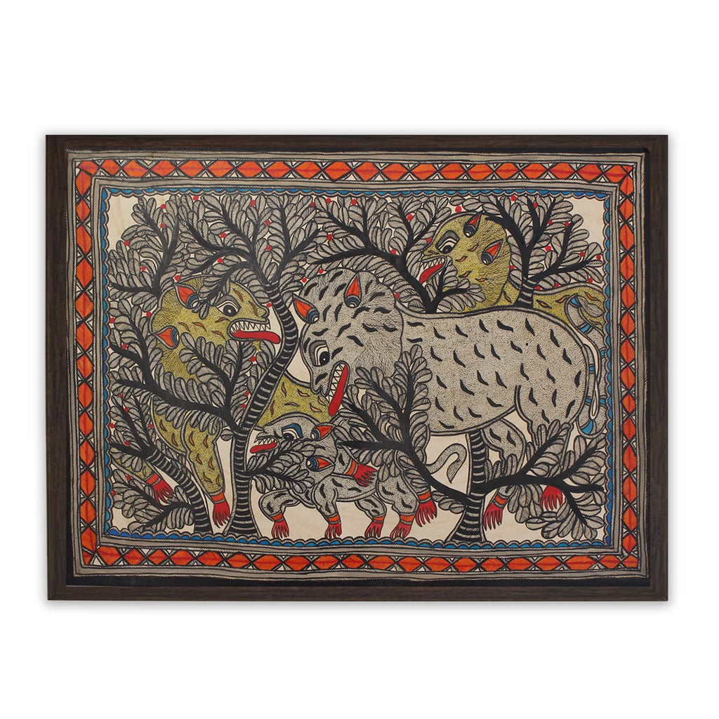 Madhubani - Lion in Jungle