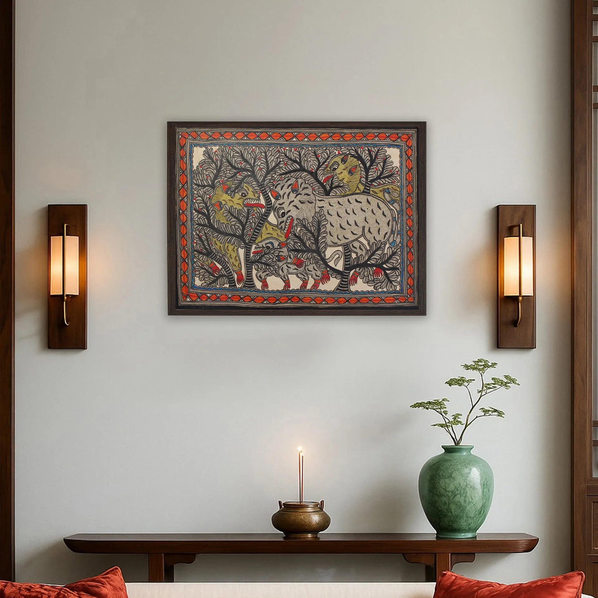 Madhubani - Lion in Jungle