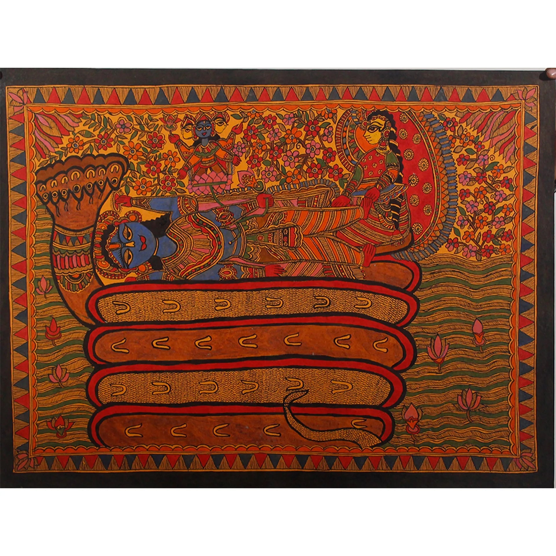 Madhubani - Shesh Shaiyya of Vishnu